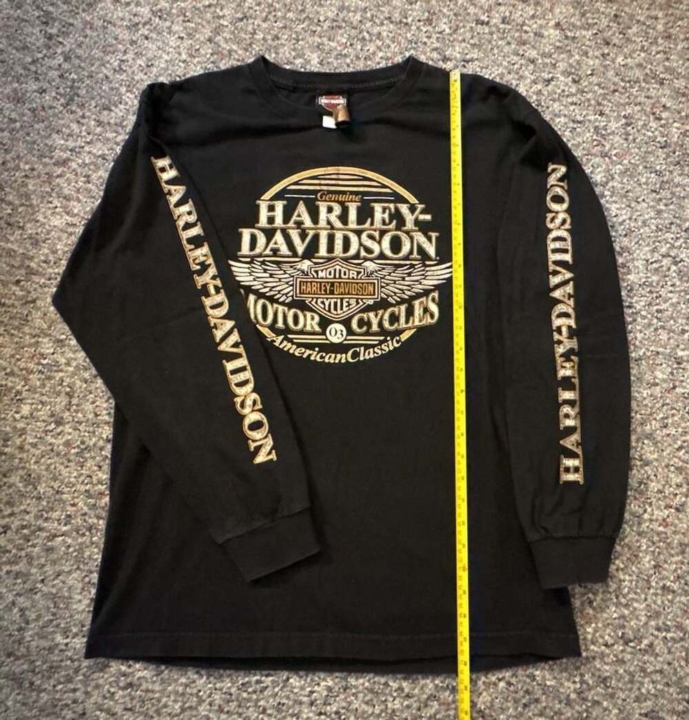 Harley-Davidson Long Sleeve T-Shirt Size Large Black Viking Land Brainerd